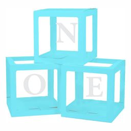Untumble Blue ONE Letter Balloon Box for Boy & Girl 1st Birthday Letter Stand Transparent for Cake Smash Pack of 3-image-66