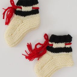 Woonie Hand Knitted Acrylic Socks - Cream-image-39