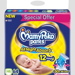 MamyPoko Standard Pant Style All Night Absorb Diapers New Born- 64 Pieces-image-31