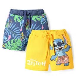 honeyhap disney Honeyhap DisneyTerry Knit Knee Length Shorts with Lilo & Stitch Graphics Pack of 2 - Yellow & Blue-picture-14