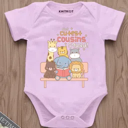 KNITROOT Half Sleeves Animals Printed Onesie - Pink-picture-44