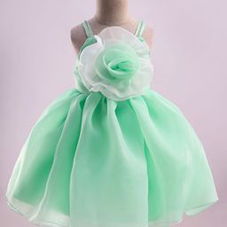 Mark & Mia Woven Sleeveless Party Dress With Floral Corsage - Green-image-93