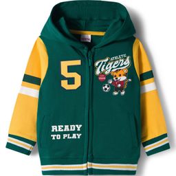 Babyhug Cotton Knit Full Sleeves Front Open Hooded Sweatshirts with Kangaroo Pockets & Athletic Tigers Text Print - Dark Green-picture-44