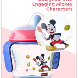 babyhug disney Babyhug Hard Spout Non Spill Sipper Cup With Twin Handle & Mickey Mouse Print Dark Blue - 150 ml image 3