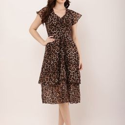 Mast & Harbour Women Animal Printed Gathered Empire Dress-image-35