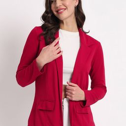 Zastraa Notched Lapel Collar Front Open Blazer-image-95