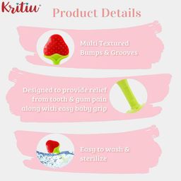 Kritiu Baby Giraffe Shape Silicone Teether Toy & Stand Teether Combo Pack Of 2 - Green image 4