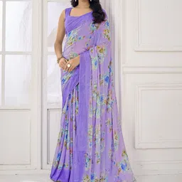 LeeliPeeri Designer Floral Pure Chiffon Saree-image-52