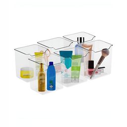 Aura Transparent Set of 6 Regular Cosmetics Vanity Makeup Storage Box Drawer Organiser-17