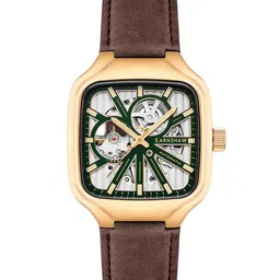 EARNSHAW Men Brass Skeleton Dial & Leather Straps Analogue Automatic Watch ES-8294-03-image-56