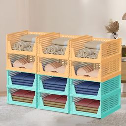 Aura Green & Cream Colored 12 Pieces Storage Wardrobe Organisers-41