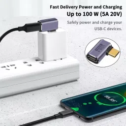 Bestor 100 W Support 8K Right Angle USB C Adapter Gray and Gold 40 GBPS, ‎BST-Type_C_Adaptor image 4