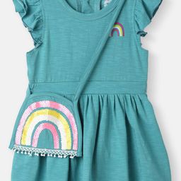 Nauti Nati Embellished Rainbow Sequinned Print Fit & Flare Dress with Sequinned Bag-picture-52