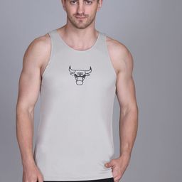 Antiloop Bull Printed Gym Vests Vest-03BullL.Grey-M-image-2