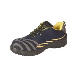 HEAPRO Steel Toe Safety Shoes PU Single Density Low Ankle Black & Yellow Fabric Knitting Size UK9, NOTOUT50 (Pack of 20 Pair)-image-81
