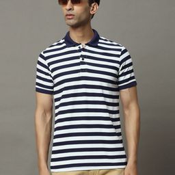 OGEN Men Striped Polo Collar Pockets T-shirt-image-62