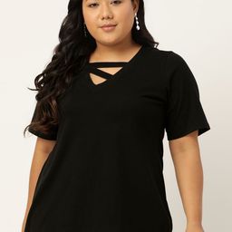theRebelinme Women Solid V-Neck Cotton T-shirt-image-13