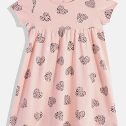 mothercare Hearts Printed Gathered Waist Fit & Flare Knitted Dress-image-77