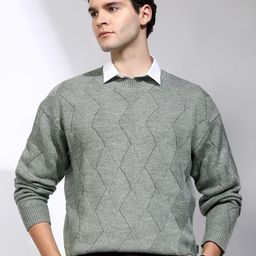 HIGHLANDER Men Self Design Round Neck Long Sleeves Pullover Sweaters-picture-8