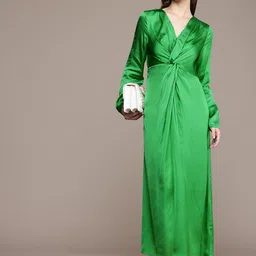 French Connection Twisted Detailed Satin Finish A-Line Maxi Party Dress image 2