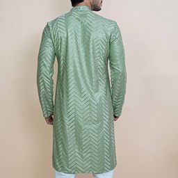 KUNDALI KAKSHAY Men Embroidered Regular Sequinned Kurta with Pyjamas image 5