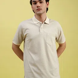 V-Mart Geometric Printed Polo Collar Pockets T-shirt-image-80