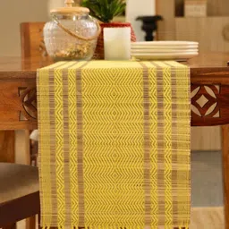 Peepul Tree Yellow & Purple Natural Grass Table Runner-15