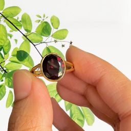 GenZcomplex Gold-Plated Brass Garnet Finger Ring-picture-31