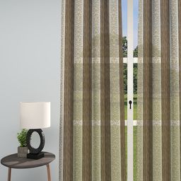 GM Hamilton Brown & Beige Embroidered Sheer Door Curtain-4