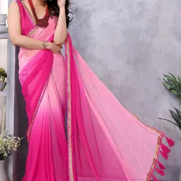 VS MALL Embroidered Poly Georgette Heavy Work Saree-image-83