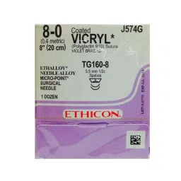 Ethicon NW2348 Vicryl 8-0 Absorbable Violet Braided Suture Length: 30 cm (Pack of 12)-24