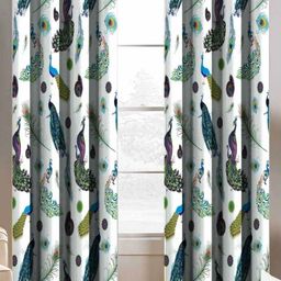 Aura White & Blue Set of 2 Ethnic Motifs Window Curtain-48