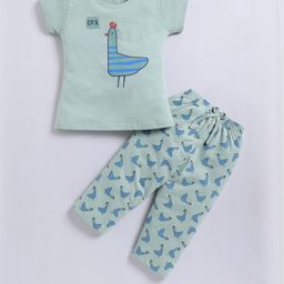 GEMINI Girls Green Printed Nightdress-picture-11