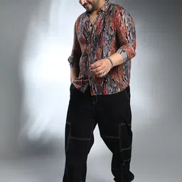 Instafab Plus Size Men Comfort Abstract Printed Casual Shirt-image-9