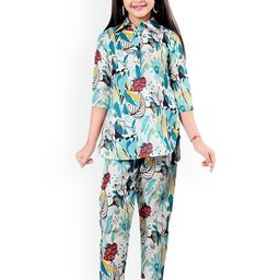 BAESD Girls Printed Shirt Collar Top With Trousers-image-11