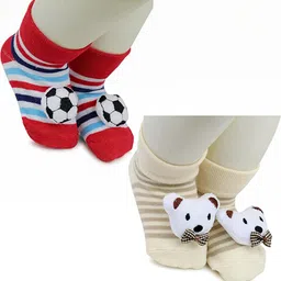 NESKA MODA Kids-Unisex Set Of 2 Ankle Length Cotton Socks-53