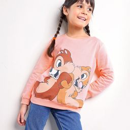 Babyhug Full Sleeves Knit Sweatshirt With Chip And Dale Print- Pink-image-84