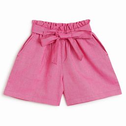 Campana Solid Paperbag Shorts - Deep Pink-image-15