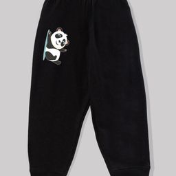 KAVEE 100% Cotton Biowashed Full Length Slide Panda Printed  Lounge Pant  - Black-image-39