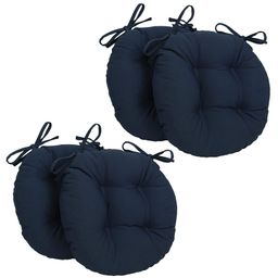 Angel Mommy Ultra Soft Round Twill Dining Chair Sofa Floor Seat & Back Cushions with Ties Set Of 4 - Blue-17