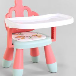 Portable Baby Chair  with Tray Dining Table Low Stool Easy to Clean Bathroom Chair Bear Print - Pink-19