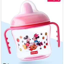 Babyhug Hard Spout Non Spill Sipper Cup With Twin Handle & Mickey & Minnie Mouse Print Pink - 150 ml-21