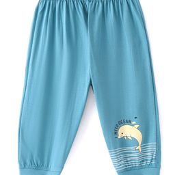 Tango Single Jersey Knit Full Length Lounge Pant with Sea Life Print - Milky Blue-image-1