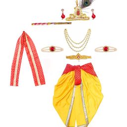 Itsmycostume Janmashtami Theme Lace Embellished Shri Krishna Costume Set - Red-image-63