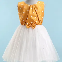 Enfance Sleeveless Polka Dots Printed Bow Detailed Dress - Yellow-picture-17