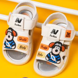 KATS Bear Applique Detailed LED Sandals With Velcro Closure - Cream-image-65