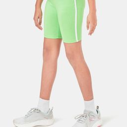 Plan B Cotton Elastane Exclaimation Mark Printed Side Taped Cycling Shorts - Green-image-11