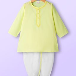 Babyhug Cotton Full Sleeves Solid Color Kurta Dhoti Set - Limegreen-picture-43