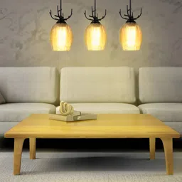 KINIS 3 Pcs Modern and Unique Style Black & Beige Glass Quirky Ceiling Lamp-40