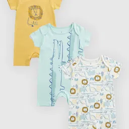mothercare Infants Pack Of 3 Half Sleeve Romper-image-28